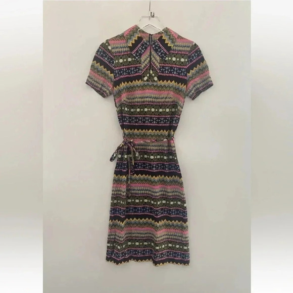 Vintage 70s Westover Walker Groovy Print Belted Dress Womens Size 14 (498) - Picture 1 of 5
